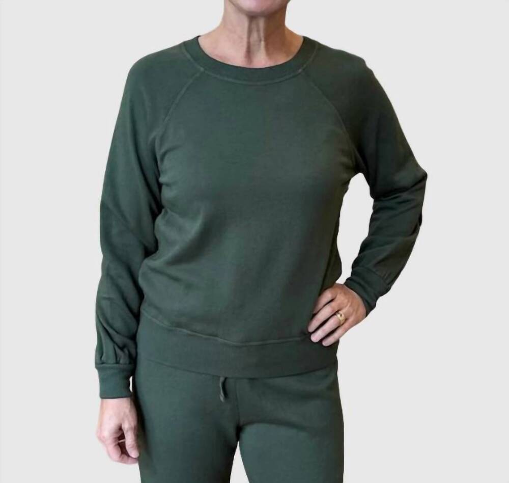 NEW BOBI puff long sleeve raglan pullover in hunter